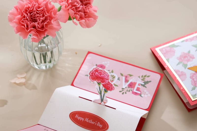 送妳康乃馨｜母親節乾燥花機關卡片